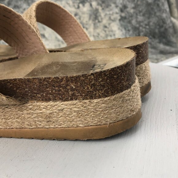 BP. Women's 9** Tan Espadrille Braided Platform Cork Dual Strap  Slip On Sandals - Picture 6 of 12